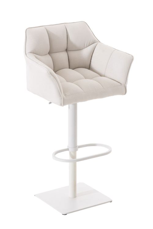Tabouret de bar Damaso en Tissu blanc M&eacute;tal blanc mat