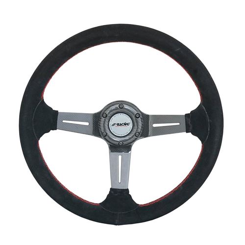Simoni Racing volant sport haut de gamme racing Carlos Ø35 cm noir de carbone/argent