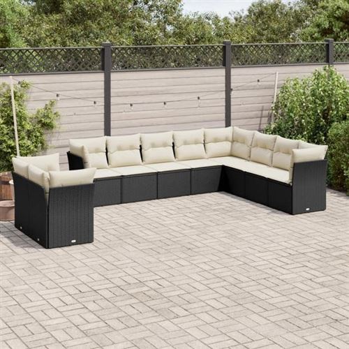 Vidaxl Noir Salon De Jardin - 10 Pcs - Coussins - Image 3