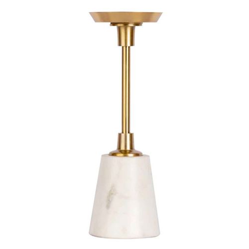 Bougeoir Design en Marbre "Fayya" 30cm Blanc & Or