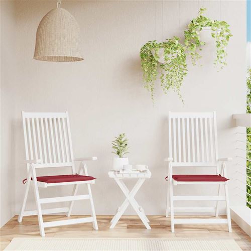 vidaXL Coussins de chaise de jardin lot de 2 rouge bordeaux 40x40x3 cm