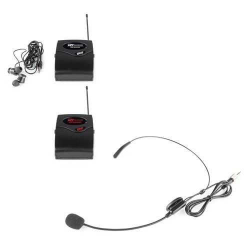 Power Dynamics TG40 Micro sans fil professionnel UHF 50 mètres, ensemble émetteur micro serre tête et récepteur écouteurs