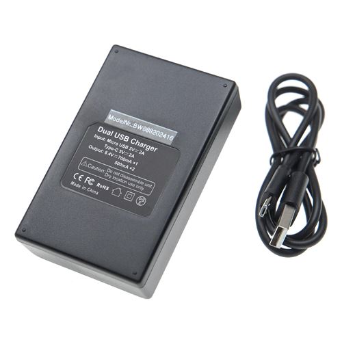 Vhbw Chargeur de batterie double USB/micro-USB compatible avec Sony NP-FW50 appareil photo, DSLR, action-cam + câble micro-USB