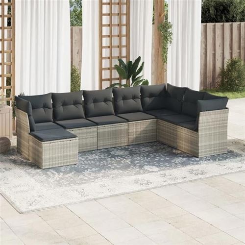 Non Communiqué Gris Vidaxl Salon De Jardin Avec Coussins 8 Pcs, Canapés Avec Pieds Réglables, Ensemble De Meubles D'extérieur Patio Terrasse, 3218052