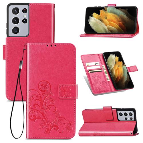 MPFRANCE Housse pour Samsung Galaxy S21 Ultra Rose [Fleur de Lys]