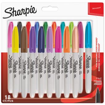 SHARPIE Assortiment de 18 Marqueurs permanents - Pointe Fine - 1