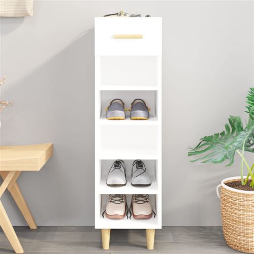 vidaXL Armoire à chaussure Blanc brillant 30x35x105 cm Bois ingénierie812804