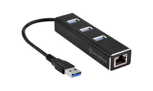 SilverStone EP04 - Concentrateur (hub) - 3 x USB 3.1 Gen 1 + 1 x 10/100/1000 - de bureau