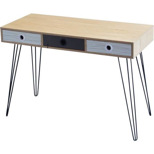 Bureau 3 tiroirs en metal - L 115 x P 50 x H 75 cm - BIRMINGHAM