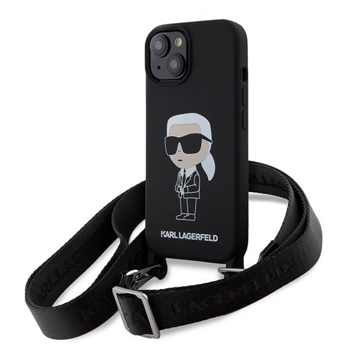 Coque pour iPhone 15 / iPhone 14 / iPhone 13 - Karl Lagerfeld Silicone Bandoulière (KLHCP15SSCBSBSKKNK) - Ikonik
