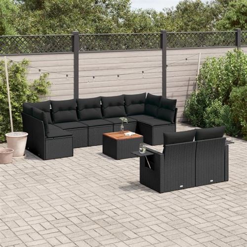 Salon de jardin modulable vidaxl 10 pieces noir 2 personnes 62 x 62 x 69 cm resine tressee