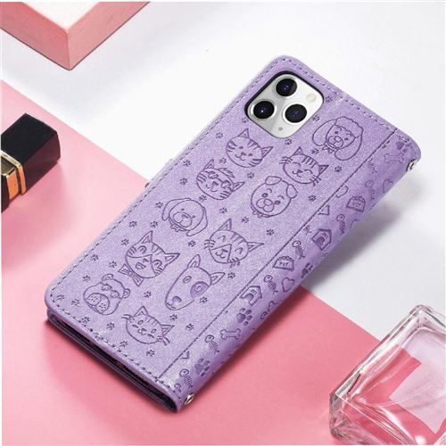 Étui Portefeuille Violet Chat Et Fleurs Pour IPhone 11 Pro Max - Coque Flip élégante Odeydo - Neuf