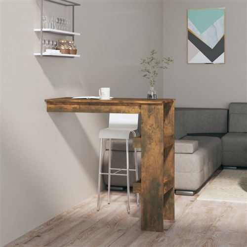 Vidaxl Table De Bar Murale - Chêne Fumé - Image 3