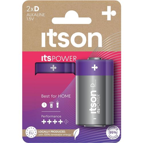 ITSON Pack de 2 Piles Alcalines LR20/D 1,5V ItsPOWER