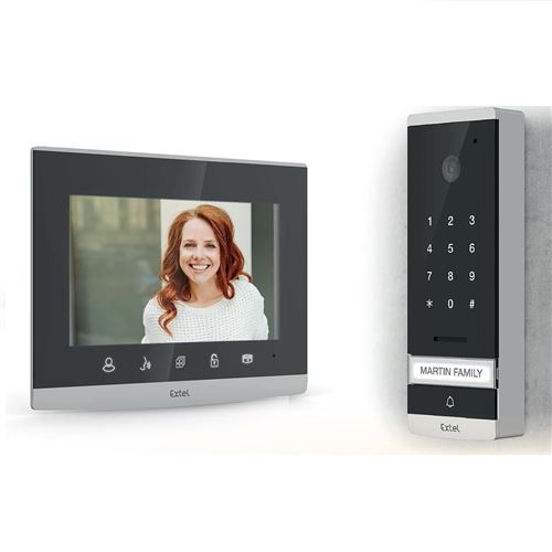 Extel CODE Connect Interphone vidéo Wi-Fi Set complet noir, verre