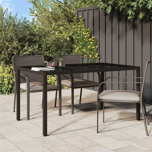 Non Communiqué Marron Vidaxl Table De Jardin 150X90x75 Cm Verre Trempé-Résine Tressée