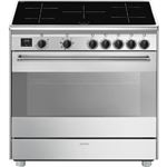 Centre de cuisson 90 cm, chaleur tournante, 5 foyers induction, 8 fonctions de cuisson, nettoyage Vapor clean, classe A