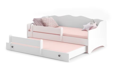 Non Communiqué Gris Lit Enfant Emma Blanc + Gigogne 160X80 Cm Avec Matelas