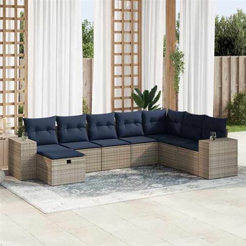 Non Communiqué Gris Vidaxl Salon De Jardin 8 Pcs Avec Coussins Résine Tressée 3325737