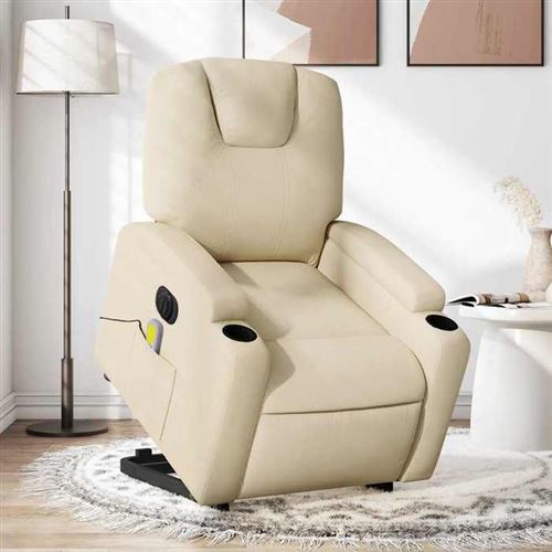 Non Communiqué Beige Vidaxl Fauteuil De Relaxation, Massage, Inclinable Électrique Réglable Tissu Crème