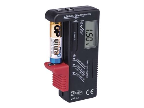 EMOS UNI D3 - Testeur de batterie - noir