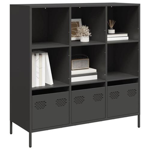 vidaXL Buffet haut noir 101,5x39x103,5 cm acier, armoire à livres, armoire à livres moderne, étagère à livres, étagère et 851388