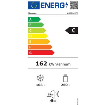 réfrigérateur combiné 60cm 363l nofrost - kg39naxcf