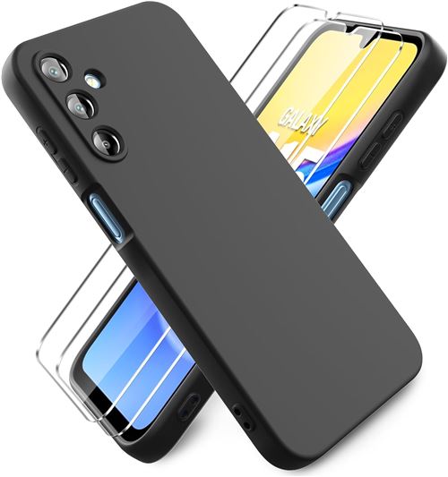 Coque Pour Samsung Galaxy A15 Silicone Noir + 2 Verres Trempes Little Boutik©