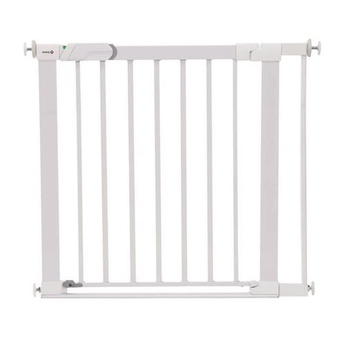 Flat step, Barriere de securite avec barre de seuil ultra plate, largeur 80 cm, De 6 a 24 mois, metal Blanc