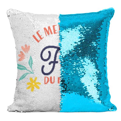 Fabulous Coussin avec Housse Sequin - Paillettes Turquoise Le Meilleur Fils du Monde [40 x 40 cm]