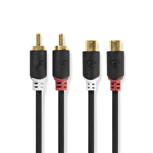 Non Communiqué Câble Audio Stéréo 2X Rca Mâles - 2X Rca Femelles 2,0 M Anthracite