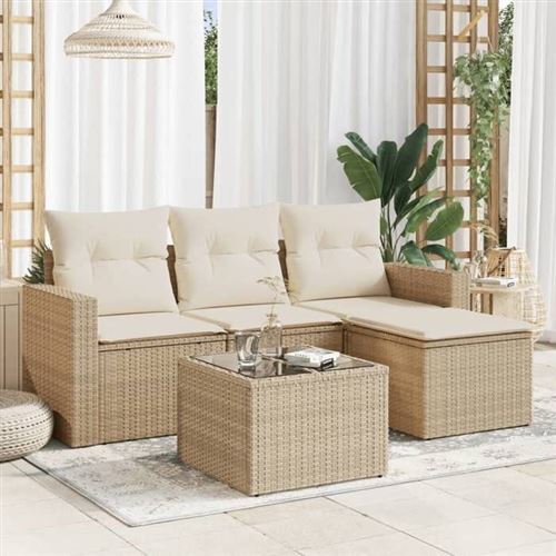 Non Communiqué Beige Salon De Jardin Modulable Vidaxl Resine Tressee 5 Pieces 62 X 55 X 69 Cm 4 Personnes