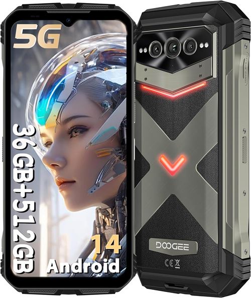 DOOGEE V Max Plus Smartphone 6.58 pouces 36GO(16+20) 512GO 200MP caméra Android 14 Dual sim 5G 22000mAh-GRIS