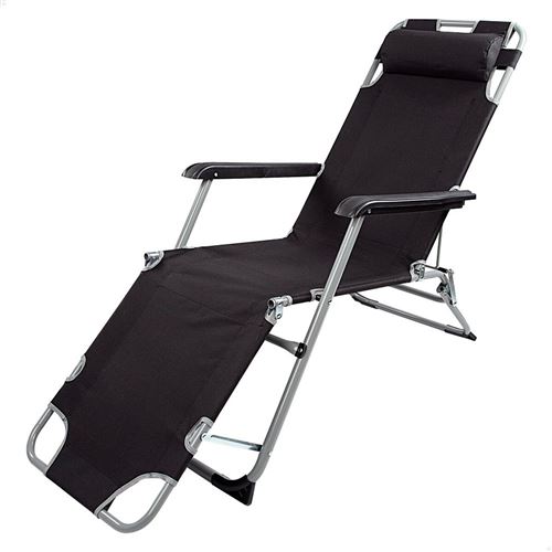 Chaise longue inclinable Aktive Noir 177 x 34 x 47 cm