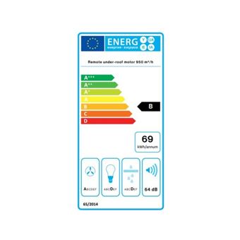 Hotte Plafonnier FALMEC CORSKEM3620, cm, commandes electroniques, finition Inox noir, vendue sans moteur. Ex pour MOT950 : Debit boost = 830m3/h, Puissance acoustique max = 64dB. Eclairage LED reglable en temperature. Classe energetique : B