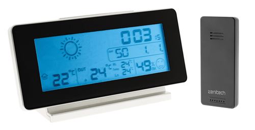 Station m&eacute;t&eacute;o noir et blanc avec capteur sans fil (IP44) - Zenitech