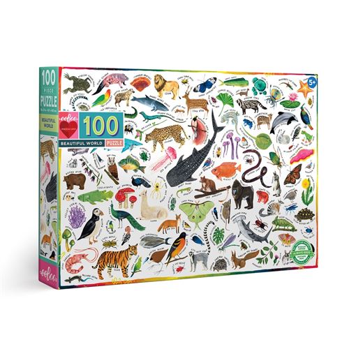 Puzzle carton enfant 100 pieces MONDE MERVEILLEUX EEBOO Carton Multicolore