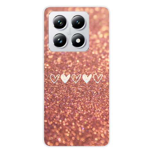 Coque en silicone imprimée compatible Xiaomi 14T 4G Paillettes coeur