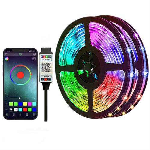 Non Communiqué Ruban Led Rgb 5050 - 1 Mètre (30 Leds) - Alimentation 5V Usb + Bluetooth - Revêtement En Silicone