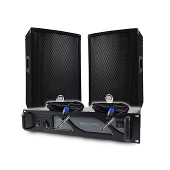 Pack Sono DJ BM SONIC Amplificateur BMS1000 1000W, Paire d'Enceintes Passives BMS08 2x300W, Câbles, Sonorisation PRO - 1