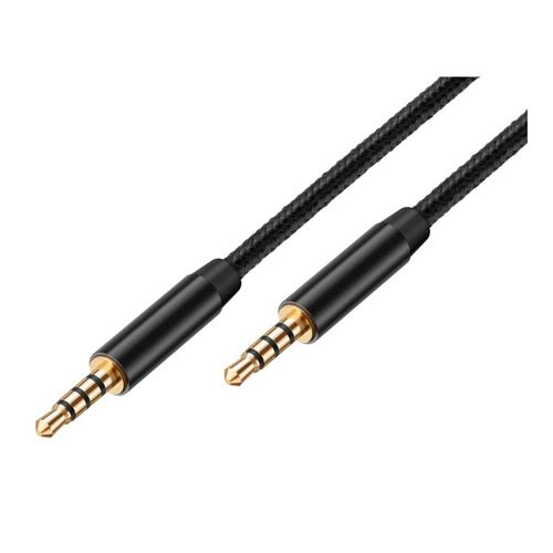 Avizar Noir Câble Audio Jack 3,5 Mm Double Connecteur Mâle Bolaris 1,5 M Tressé - Image 2