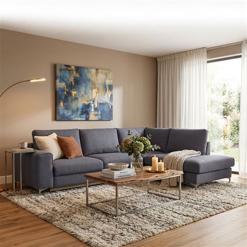 Canap&eacute; Tissu Angle Droit Bleu Fiesole - 3 Places - Bleu
