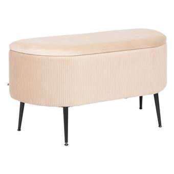 Banc coffre en velours beige Solaro Atmosphera - 1