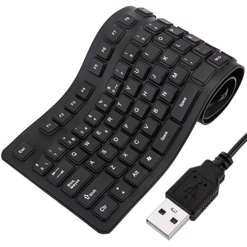 Flexible Keyboard 109 USB touches noires