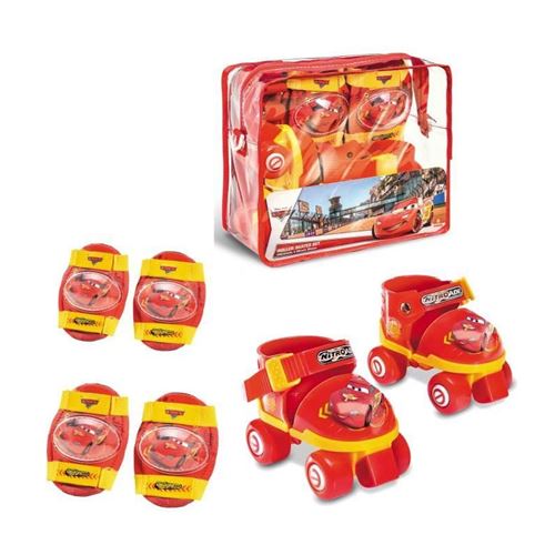CARS Rollers Réglables et protections (taille 22 a 29) (Patins + Genouilleres + Coudieres) - Disney