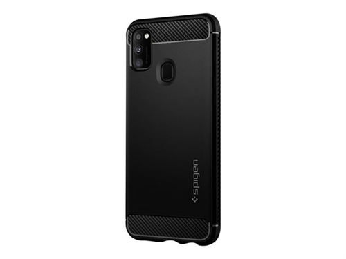 Spigen Rugged Armor - Coque de protection pour téléphone portable - polyuréthanne thermoplastique (TPU) - noir mat - pour Samsung Galaxy M21