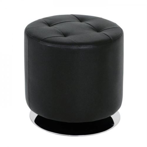 Pouf rond 40 cm noir et chrome