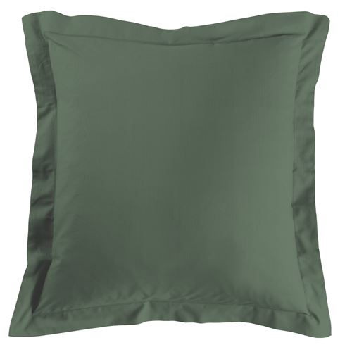 Taie d'oreiller volant plat 63 x 63 cm uni 57 fils lina +point bourdon Kaki
