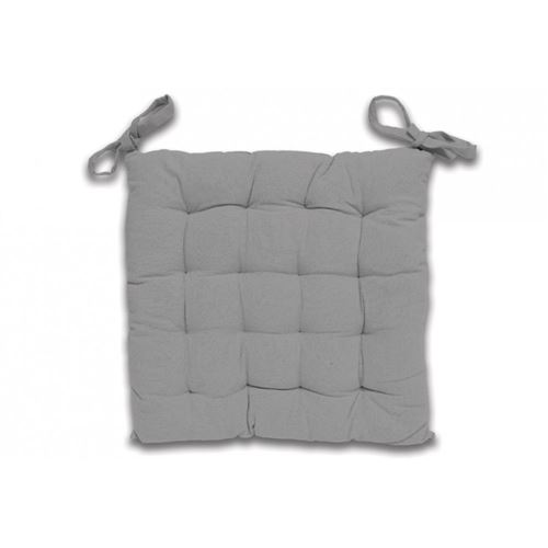 Galette de chaise capitonné Panama en coton - L 40 x l 40 x H 5 cm - Gris clair