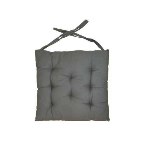 Galette de chaise 8 points 40x40x4 cm GRIS FONCE